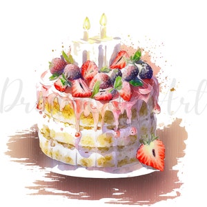 12 Colourful Birthday Cake Clipart - High Quality Jpgs - Digital ...