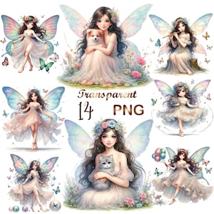 14 PNG,  Cute Fairy Clipart bundle,Spring Fairy,Fairy Illustration, Fairy png,Mixed Media,Digital Paper Craft,Sublimation,Commercial USe