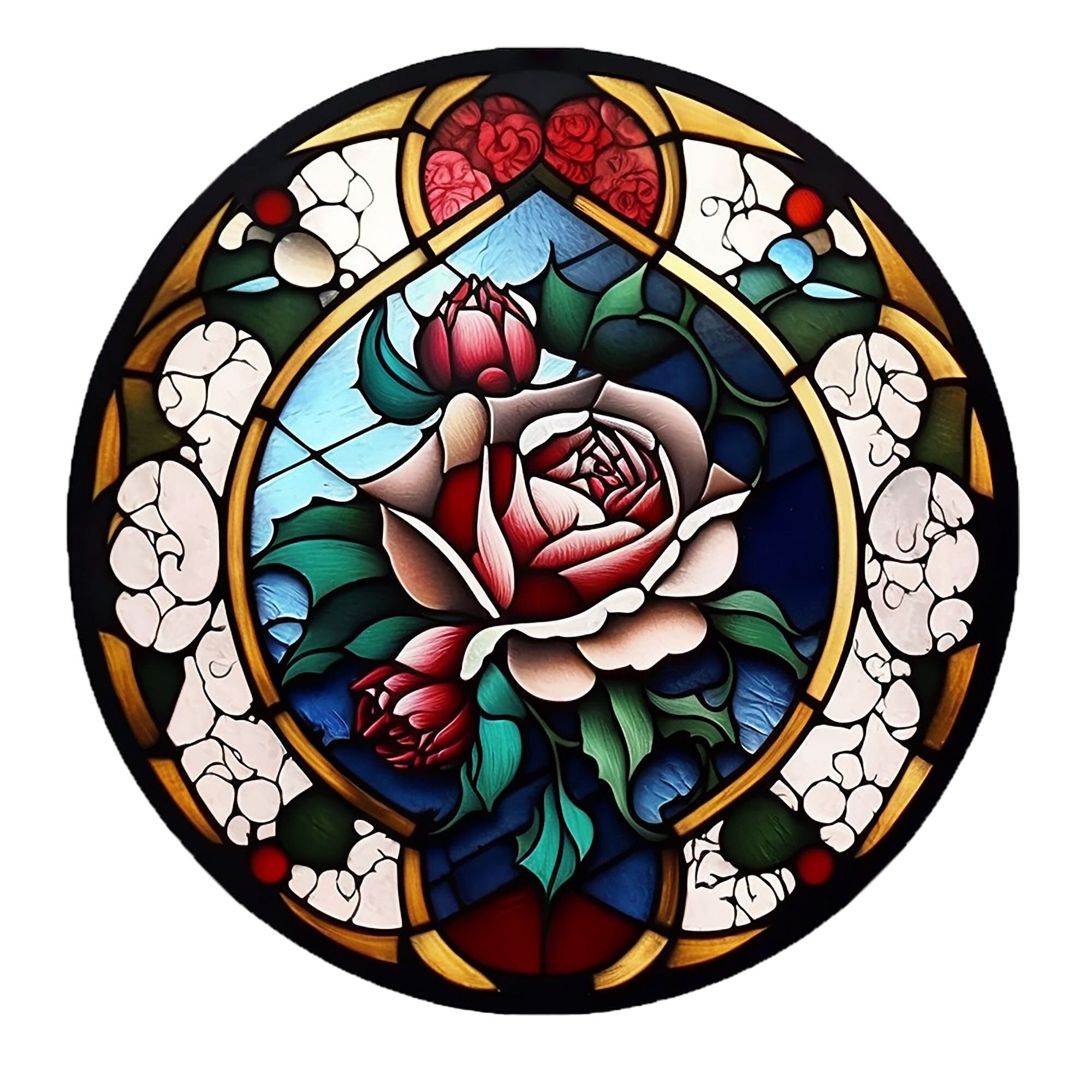 10 Stained Glass Roses Png Glass Roses Clipart Watercolor Etsy UK