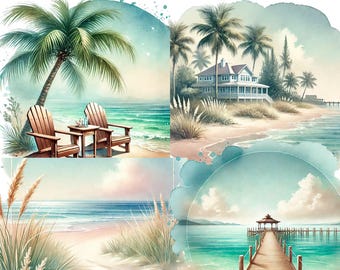 22 PNG set 2 Beach Landscapes Clipart bundle, Scenic Beach Graphics designs, Digital Download, Unlimited Commercial Use Crafts