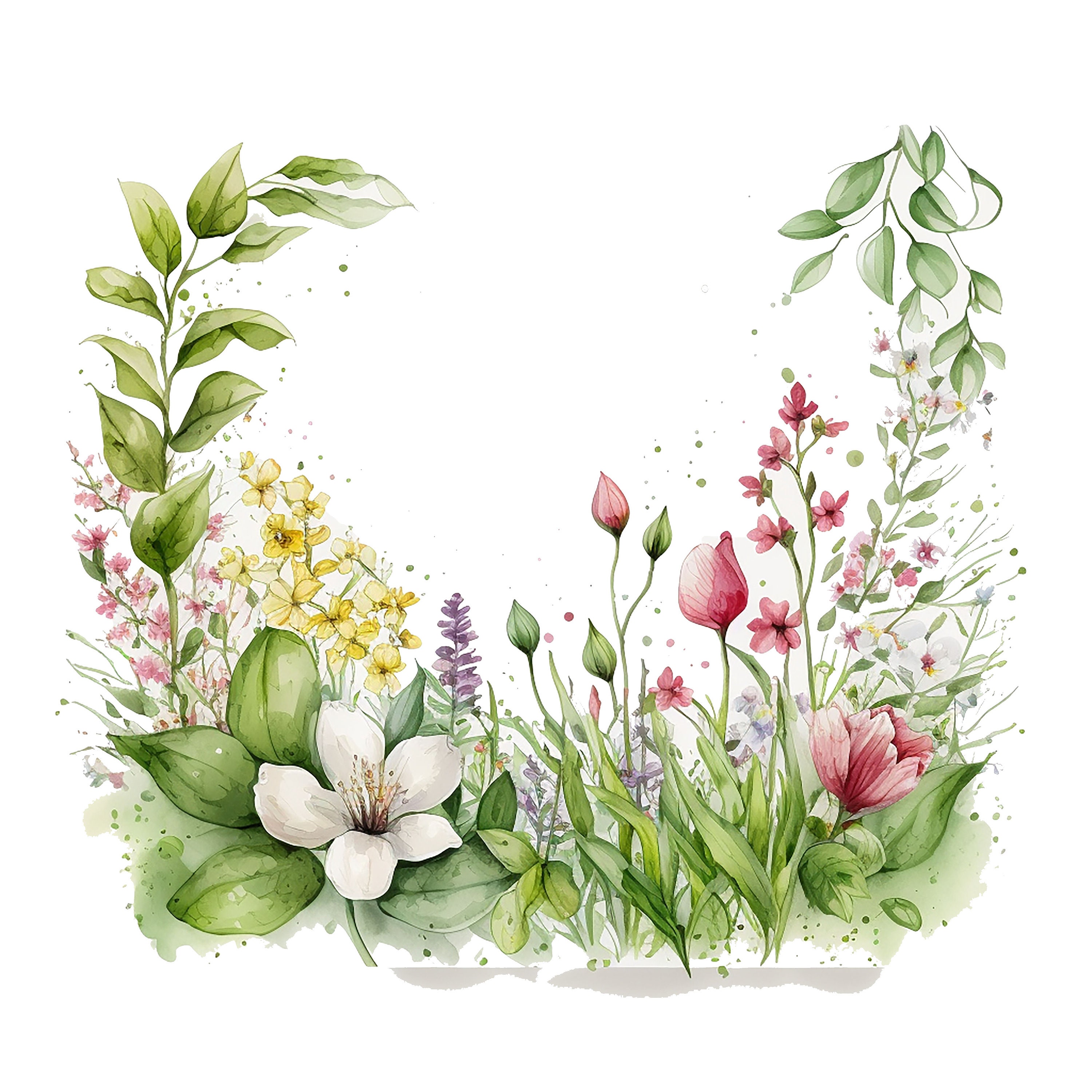 10 Watercolor Spring Border Clipart Jpgs,commercial Use,digital ...