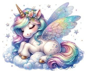 14 PNG, Baby Unicorn Watercolor Clipart, Unicorn Сlip art,cute Unicorn,Baby Unicorn png,Unicorn clip art, Rainbow unicorn, commercial use