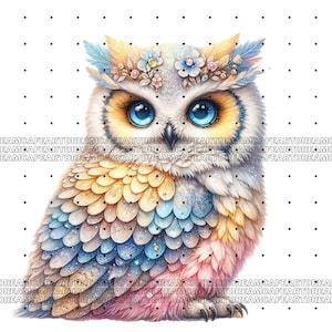 Owl Clipart bundle 135 PNG, Sparkling Owl Sublimation, Colorful Owls, Owl artwork, Owl printable, Digital Download, Card Making imagen 12