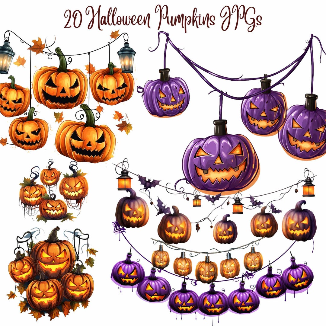 20 Jpgs, Halloween Pumpkin Clipart, Halloween Clipart, Pumpkin Clipart ...