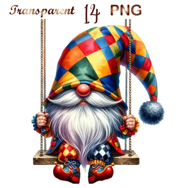 14 bundle clown nain des cliparts, nain de clown png, gnomes, téléchargement numérique, fabrication de cartes, gnome png, clipart aquarelle, usage commercial