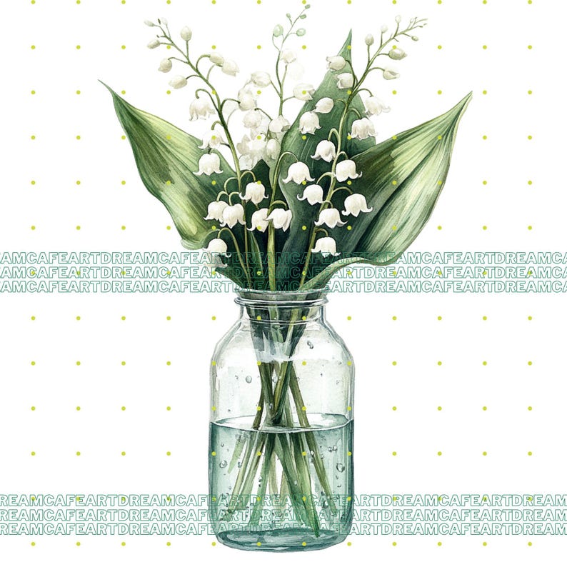 Lily of the Valley Watercolor Clipart, 70 Convallaria Majalis Flowers ...