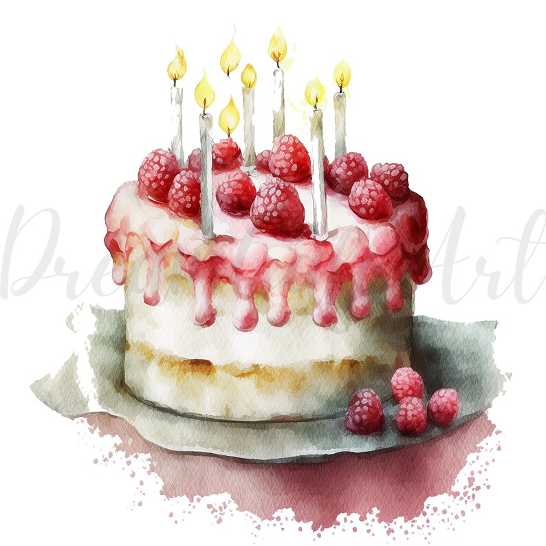 12 Colourful Birthday Cake Clipart - High Quality Jpgs - Digital ...