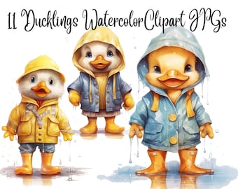Ducklings clipart, 11 JPGs baby duck clipart, duckling, animal clipart,watercolor duck,digital illustration, Commercial Use,Digital Download
