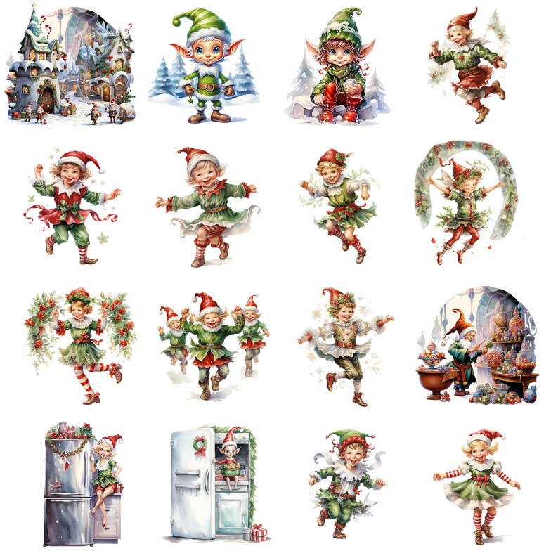 35 PNG Christmas Elves Clipart Bundle, Christmas Elf Clipart,christmas ...