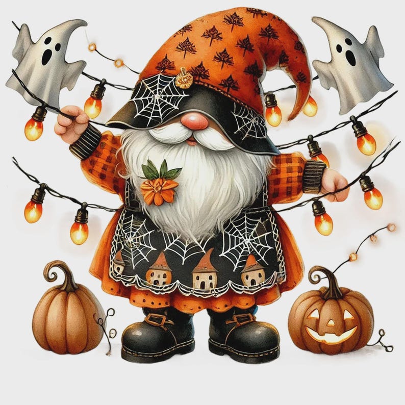 26 PNG, Halloween Gnome clipart bundle, gnome clipart bundle, autumn gnome,autumn fall gnome clipart, happy fall gnome,gnome clipart pumpkin image 8