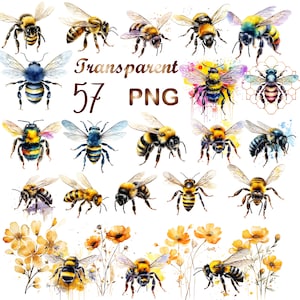 57 Watercolor Bumblebee Clipart png,Bee Clipart,Bee Sublimation, Watercolor Bee,sublimation design,Bee art, Commercial Use, Digital download