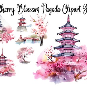 10 Cherry blossom Clipart, JPGs,  High Quality, Digital Download, Card Making, Mixed Media, Digital Paper Craft, Watercolor clipart, Flowers