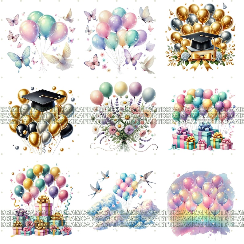 122 PNG Graduation clipart bundle, diploma clipart, graduation hat ,graduation cap, college clipart, Commercial Use, Digital Download image 7