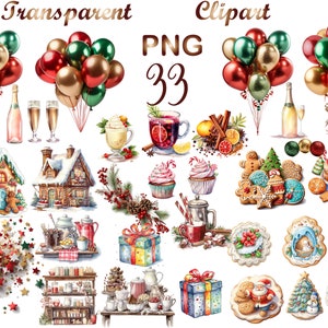 33 Christmas Clipart PNG, Cookies Png, Commercial USe, Digital Download,Christmas Clipart,gingerbread clipart,winter clipart,holiday clipart