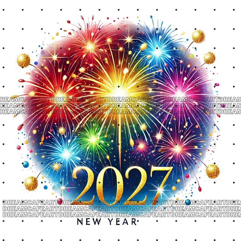 Happy New Year 2027 Clipart Bundle – 40 PNG Watercolor Goat and Holiday