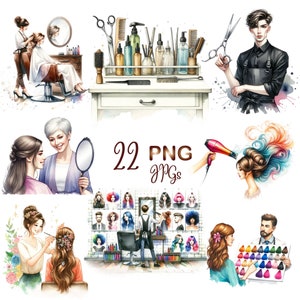 22 PNG JPG,Hair Stylist сlipart  bundle,Hair Salon Clipart,Hairdresser Illustrations,Fashion Glam Hair Salon Clipart,Beauty Shop,Hairdresser