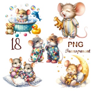 18 PNG, Watercolor cute mouse Clipart, cute mouse Clipart, mouse Sublimation, Watercolor mouse artist clipart, clipart pack, nursery art
