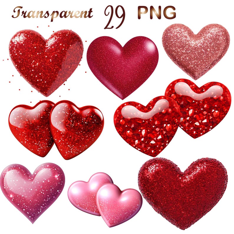 29 Valentine's Day Clipart PNG, Glitter Heart Valentines Day Clip Art ...