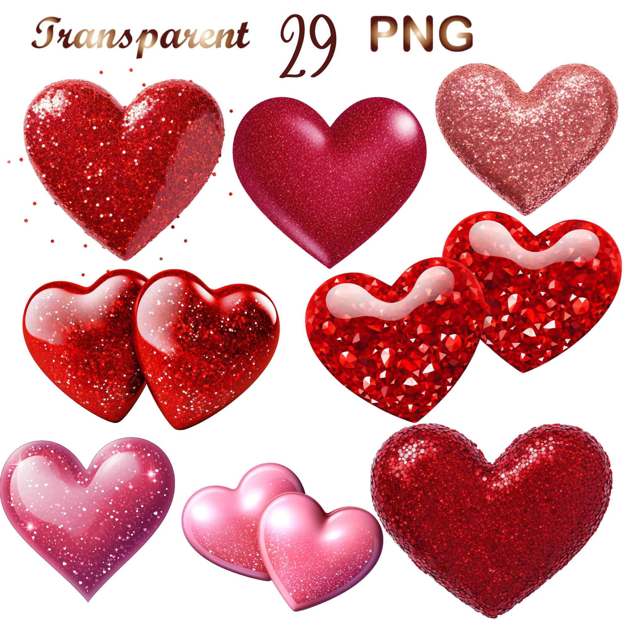 29 Valentine's Day Clipart PNG, Glitter Heart Valentines Day Clip Art ...
