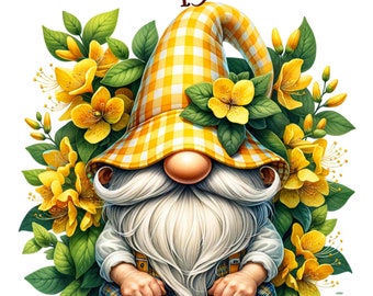 13 Birth month flower Clipart, Birth month flower gnome, Honeysuckle Gnome, cute gnome png, cute gnome clipart,gnome png,gnome clipart,gnome