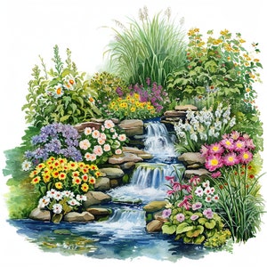 39 Spring Flowers Clipart JPGs,  Spring Garden Clipart, Digital Paper Crafting,Digital Planner, Commercial use,Digital Download