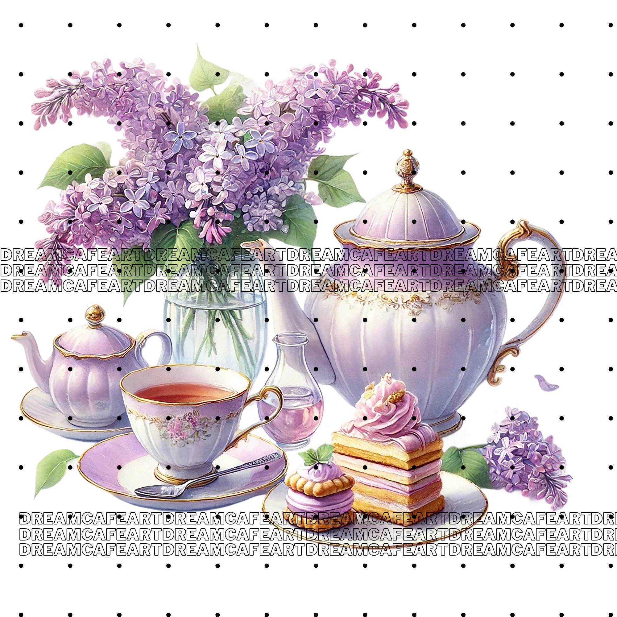 34 PNG Pastel Vintage Floral Tea Time Clipart Bundle, Spring Tea Party ...
