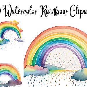 10 Watercolor Rainbow Clipart, High Quality, JPGs, Commercial USe, Digital Download, Rainbow clipart, Watercolor clipart, Rainbow clip art