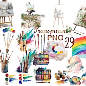 29 Painter Clipart PNG, Watercolor Painting PNG, Painter clipart, Digital Planner, Journals, Wall Art,Commercial Use,Digital Download,pixie