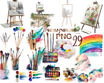 29 Painter Clipart PNG, Watercolor Painting PNG, Painter clipart, Digital Planner, Journals, Wall Art,Commercial Use,Digital Download,pixie