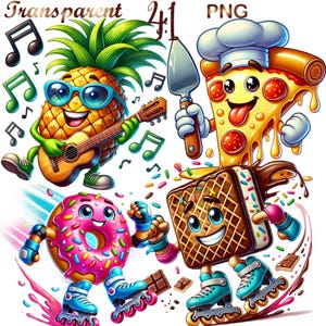 41 PNG Funny Food Clipart bundle, set 2, Quirky and Playful Food Illustrations, Cute Eating Art,  Digital Download, Unlimited Commercial Use