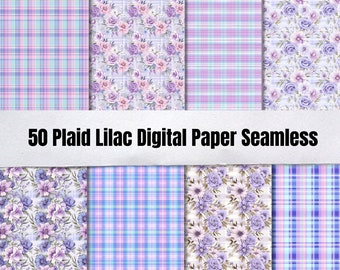 50 Seamless Lilac Plaid Digital Paper, Pastel Plaid Background Seamles, Plaid  Backdrop,Download Junk Journal,Scrapbooking