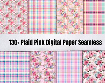 130+ Seamless Pink Plaid Digital Paper, Pastel Plaid Background Seamles, Plaid  Backdrop,Download Junk Journal,Scrapbooking