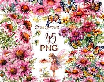 45 PNG Coneflower clipart,Watercolor Coneflower,Coneflower painting,watercolor Coneflower,Coneflower print,Echinacea clipart,Echinacea print