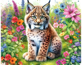 12 JPGs, Baby Lynx Clipart,Adorable Baby Lynx Clipart Bundle,  Wildlife Art, Printables, Digital Download, Free Commercial Use