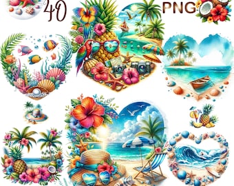 40 PNG, Tropical landscape clipart bundle, Tropical clipart, Summer clipart, Tropical design, Travel clipart, Summer clipart, Commercial use