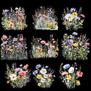 20 Wildblumen Wiese Clipart PNG, Sommer Blumen Natur Bilder, Wildblumen für Druck, Collage, Scrapbook, Junk Journal usw. Freie kommerzielle Nutzung Bild 4