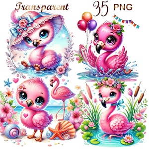 36 PNG set 1 Flamingos Clipart Bundle, Cute Pink Birds Graphics Designs,Cute Flamingos art,Instant Digital Download,Unlimited Commercial Use