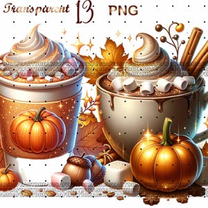 13 PNG,Autumn Coffee Clipart, Coffee Clipart png, Fall-Themed Art, Cozy Drink Illustrations, Autumn Clipart, Commercial USe