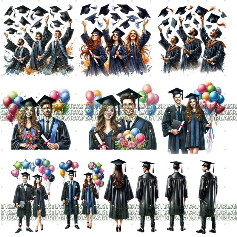122 PNG Graduation clipart bundle, diploma clipart, graduation hat ,graduation cap, college clipart, Commercial Use, Digital Download image 14