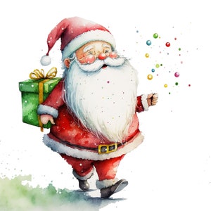 12  Santa Claus Clipart, High Quality JPGs, Digital Download - Card Making, Mixed Media, Digital Paper Craft, Christmas clipart