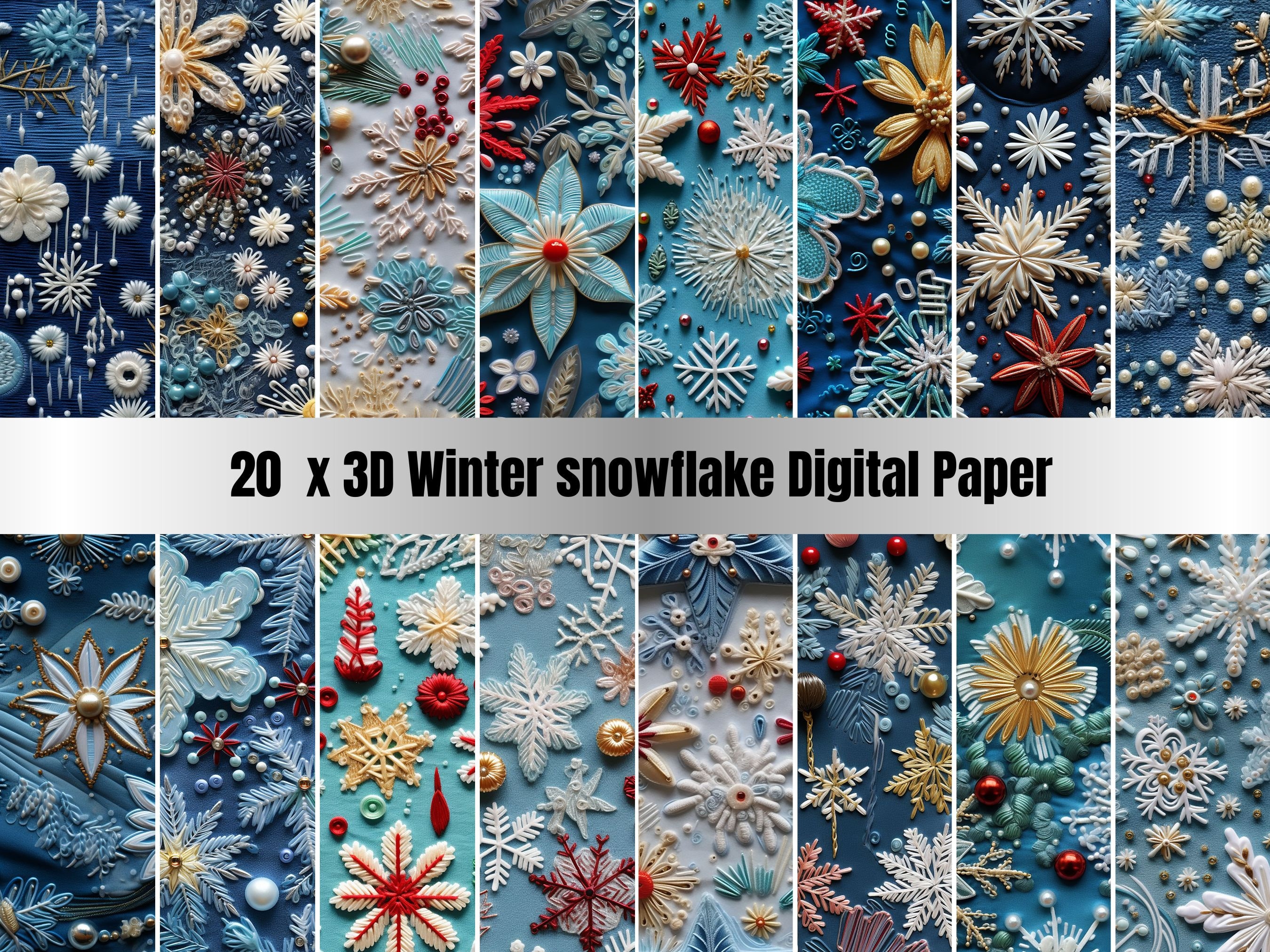 20 3D Winter Snowflake Digital Paper Seamless - Seamless Pattern ...