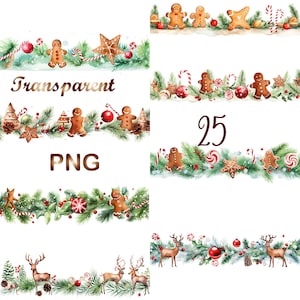 25 Christmas garland png, Christmas Border png, merry christmas png,sublimation design,christmas clipart,Digital Download,Commercial use