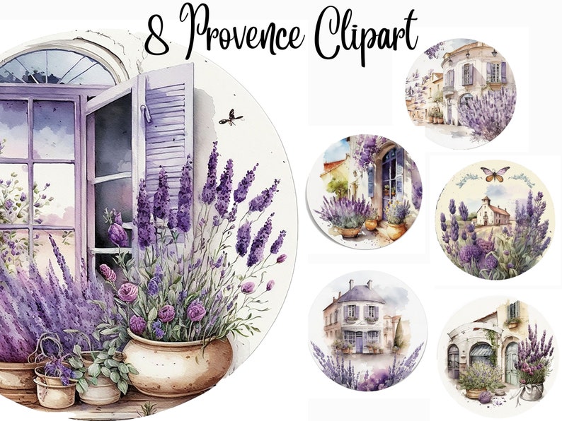 8 Lavender Clipart, watercolor lavender, Watercolor clipart, summer clipart, provence clipart, JPGs, Commercial Use,Digital Download bild 2