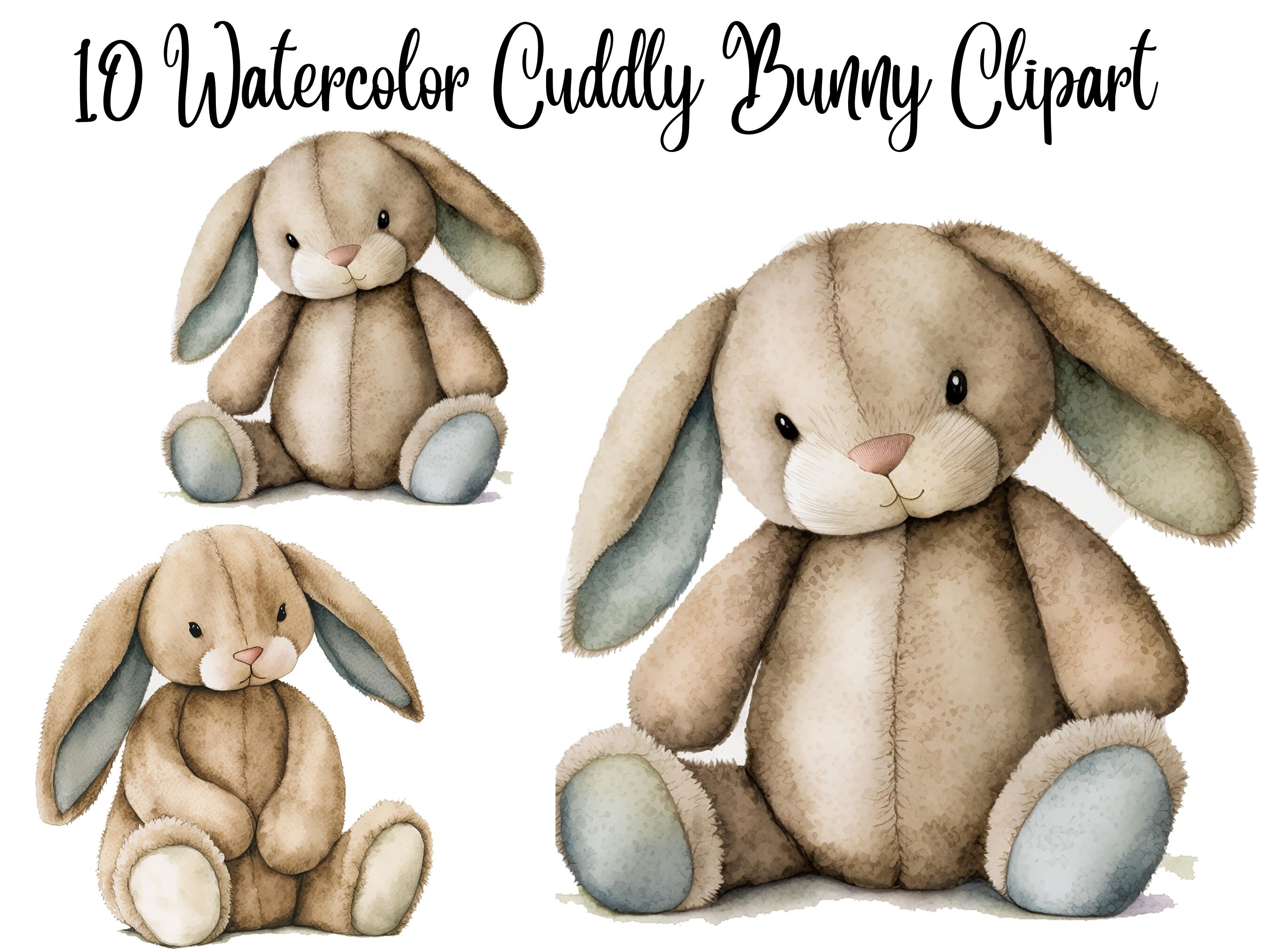 10 Cuddly Bunny Clipart Jpgs High Quality Digital Planner Etsy UK