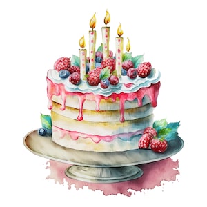 12 Colourful Birthday Cake Clipart - High Quality Jpgs - Digital ...