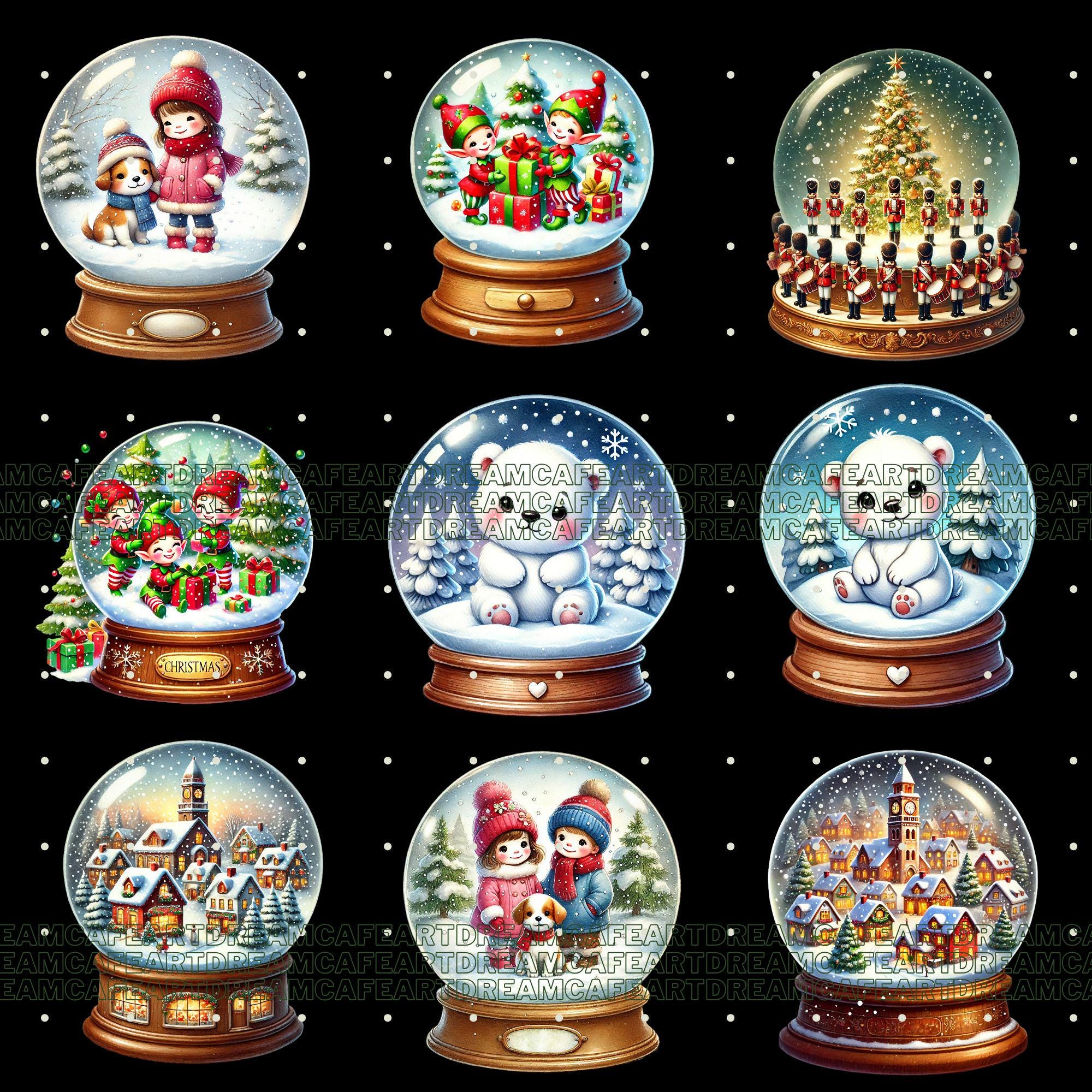 Winter Snowglobes Clipart Bundle 130 PNG – Christmas Festive Snow Globe ...