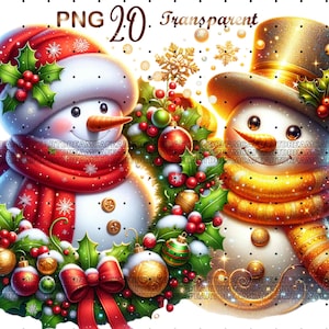 20 PNG Christmas Snowman Clipart, Christmas Snowman bundle Clipart,Festive Snowmen Graphics, Snowman png, Commercial Use, Digital Download 2