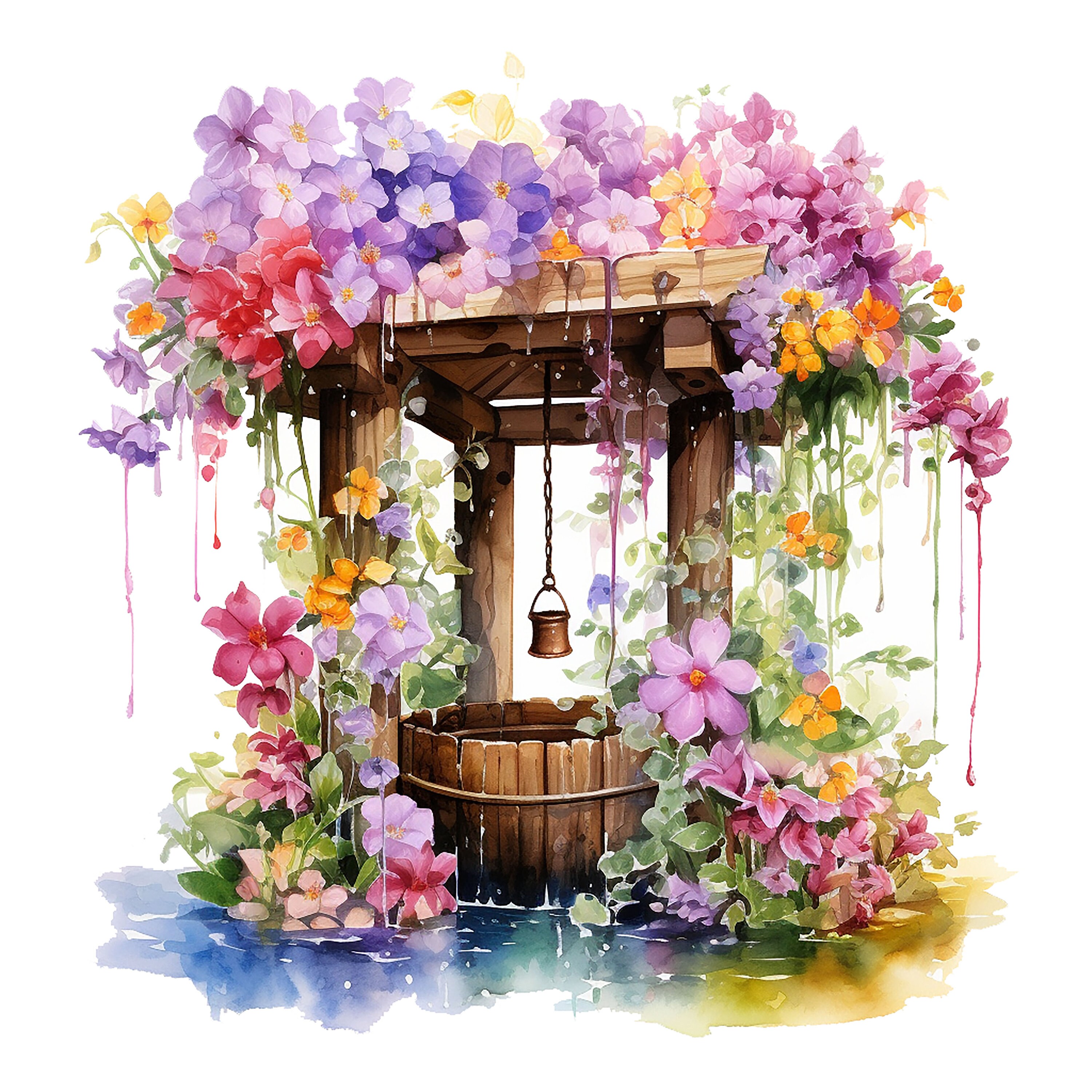 25 Water Well Clipart Pngs, Watercolor Spring Wells Clipart, Nursery ...