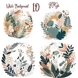 10 Boho Flowers Clipart, Boho Clipart, JPGs, Commercial use, Digital Download,Watercolor Clipart,Card Making,Clip Art,Digital Paper Craft