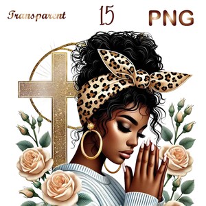 15 PNG, Black Girl Praying Clipart, Black Woman Faith Clipart, Jesus and Faith, Black girl clipart,afro girl clipart,Sublimation,dtf png,dtf image 8
